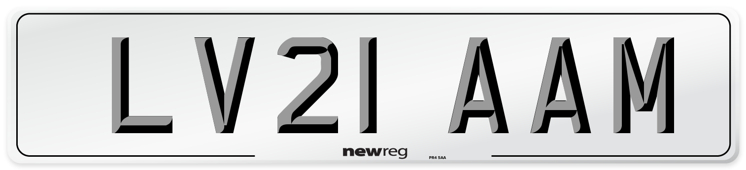 LV21 AAM Number Plate from New Reg